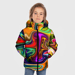 Куртка зимняя для мальчика Неоновые разводы, цвет: 3D-светло-серый — фото 2