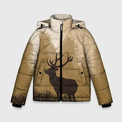 Куртка зимняя для мальчика Олень на охоте, цвет: 3D-черный