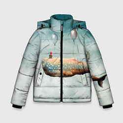 Куртка зимняя для мальчика Летящий кит, цвет: 3D-черный