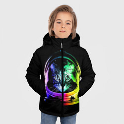 Куртка зимняя для мальчика Кот космонавт, цвет: 3D-черный — фото 2