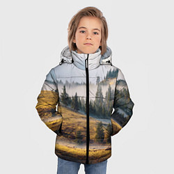 Куртка зимняя для мальчика Туман в горах, цвет: 3D-красный — фото 2