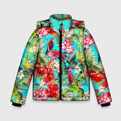 Куртка зимняя для мальчика Тропический мир, цвет: 3D-светло-серый