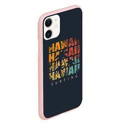 Чехол iPhone 11 матовый Hawaii Surfing, цвет: 3D-светло-розовый — фото 2