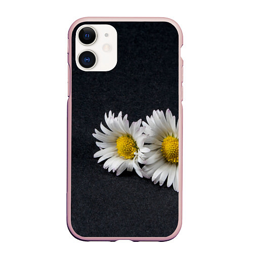 Чехол iPhone 11 матовый Полевые ромашки / 3D-Светло-розовый – фото 1