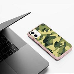 Чехол iPhone 11 матовый Камуфляж: зеленый/хаки, цвет: 3D-светло-розовый — фото 2