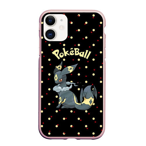 Чехол iPhone 11 матовый Pokeball / 3D-Светло-розовый – фото 1