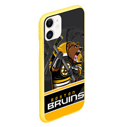 Чехол iPhone 11 матовый Boston Bruins, цвет: 3D-желтый — фото 2