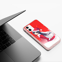 Чехол iPhone 11 матовый Аниме-снегурочка, цвет: 3D-светло-розовый — фото 2