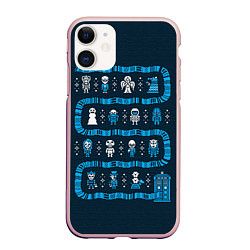 Чехол iPhone 11 матовый Доктор Кто: узор, цвет: 3D-светло-розовый