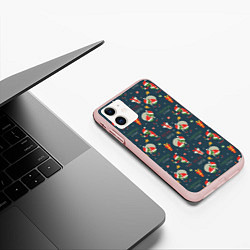 Чехол iPhone 11 матовый Гринч, цвет: 3D-светло-розовый — фото 2