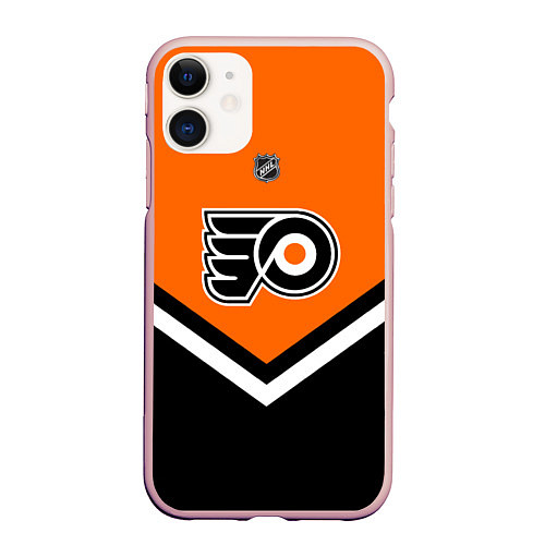 Чехол iPhone 11 матовый NHL: Philadelphia Flyers / 3D-Светло-розовый – фото 1
