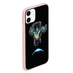 Чехол iPhone 11 матовый Космическая бабочка, цвет: 3D-светло-розовый — фото 2