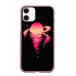 Чехол iPhone 11 матовый Отражение Сатурна, цвет: 3D-светло-розовый