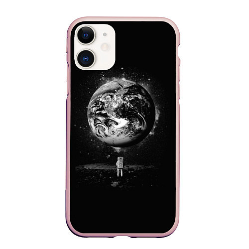 Чехол iPhone 11 матовый Взгляд на землю / 3D-Светло-розовый – фото 1