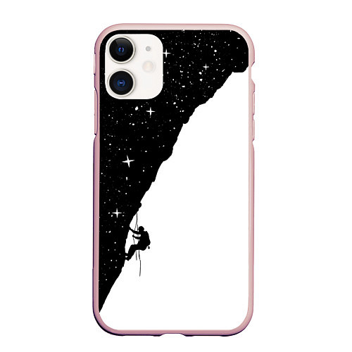 Чехол iPhone 11 матовый Ночной скалолаз / 3D-Светло-розовый – фото 1