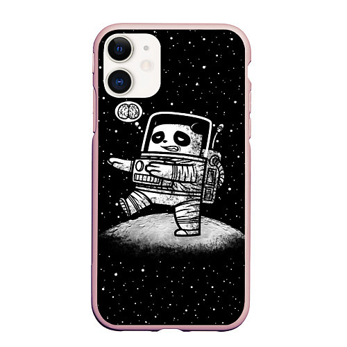 Чехол iPhone 11 матовый Панда лунатик / 3D-Светло-розовый – фото 1