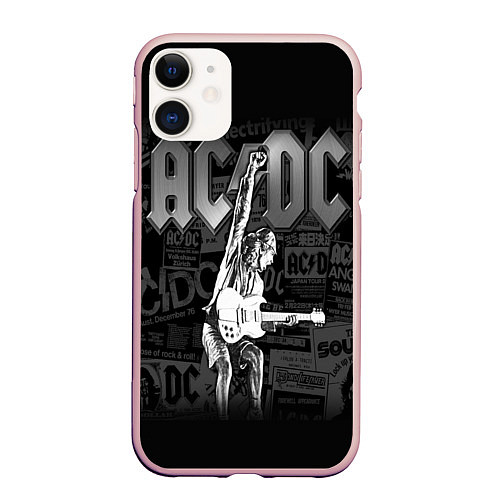 Чехол iPhone 11 матовый AC/DC: Rock You / 3D-Светло-розовый – фото 1