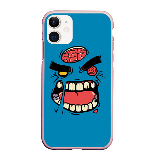 Чехол iPhone 11 матовый Angry Zombie / 3D-Светло-розовый – фото 1