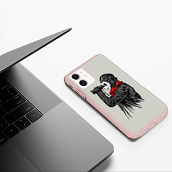 Чехол iPhone 11 матовый Панда танкист, цвет: 3D-светло-розовый — фото 2