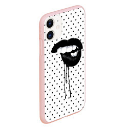 Чехол iPhone 11 матовый Black Lips, цвет: 3D-светло-розовый — фото 2