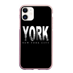 Чехол iPhone 11 матовый New York City, цвет: 3D-светло-розовый