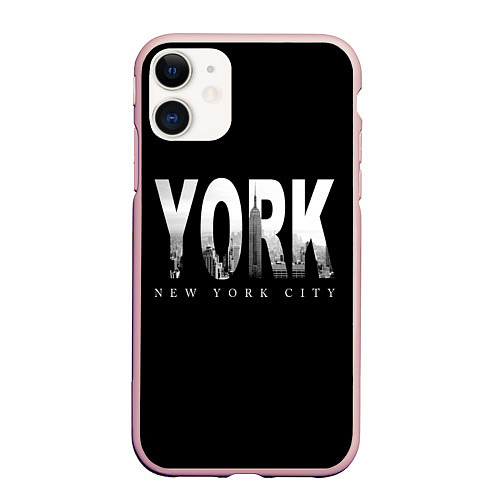 Чехол iPhone 11 матовый New York City / 3D-Светло-розовый – фото 1