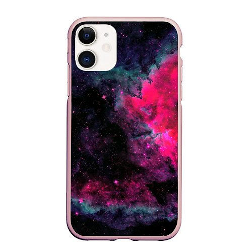 Чехол iPhone 11 матовый Загадочный космос / 3D-Светло-розовый – фото 1