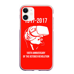 Чехол iPhone 11 матовый 100 лет революции, цвет: 3D-светло-розовый