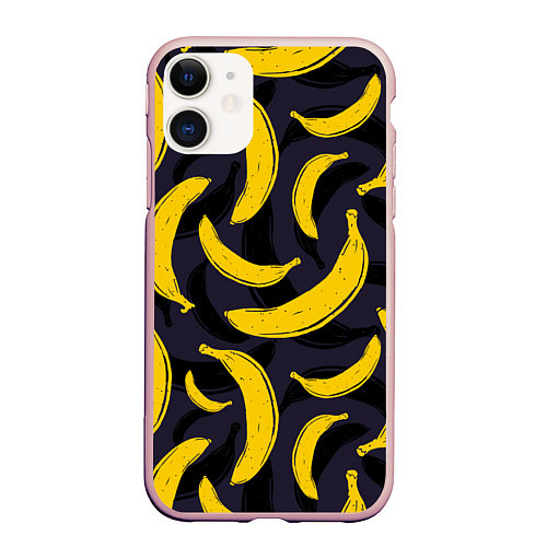 Чехол iPhone 11 матовый Бананы / 3D-Светло-розовый – фото 1