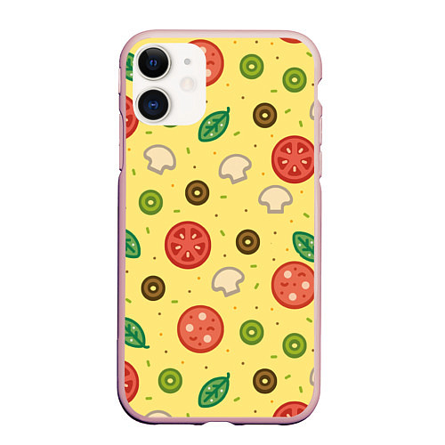 Чехол iPhone 11 матовый Pizza / 3D-Светло-розовый – фото 1
