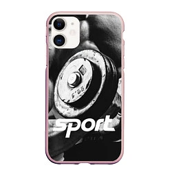 Чехол iPhone 11 матовый Iron Sport, цвет: 3D-светло-розовый