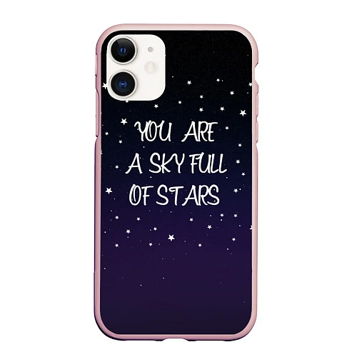 Чехол iPhone 11 матовый Coldplay: Night Sky / 3D-Светло-розовый – фото 1
