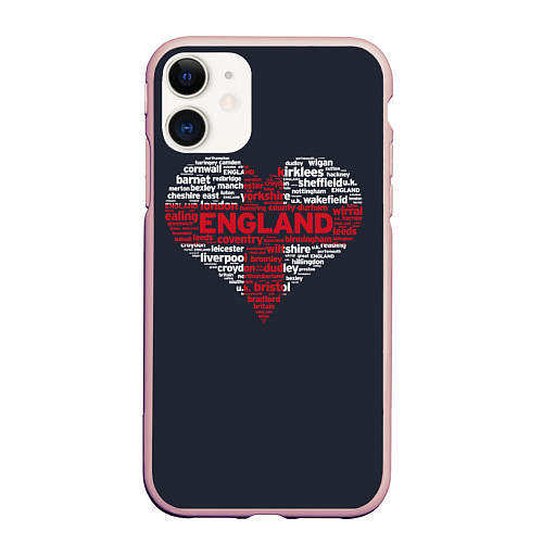 Чехол iPhone 11 матовый Сердце / 3D-Светло-розовый – фото 1