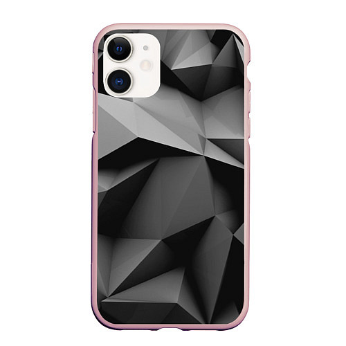 Чехол iPhone 11 матовый Gray abstraction / 3D-Светло-розовый – фото 1