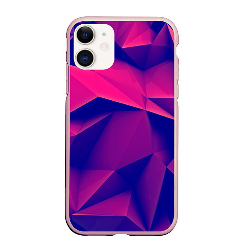 Чехол iPhone 11 матовый Violet polygon / 3D-Светло-розовый – фото 1