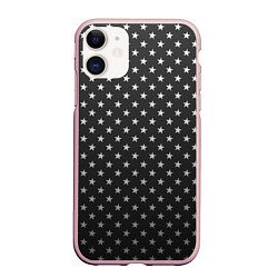 Чехол iPhone 11 матовый Black Milk: Stars Black, цвет: 3D-светло-розовый