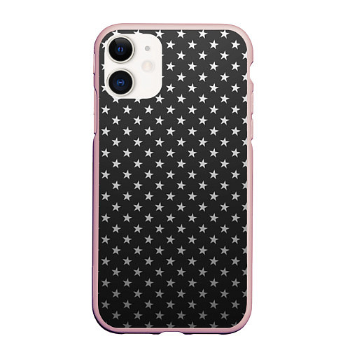 Чехол iPhone 11 матовый Black Milk: Stars Black / 3D-Светло-розовый – фото 1