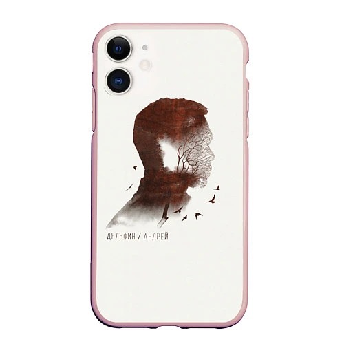 Чехол iPhone 11 матовый Дельфин/Андрей / 3D-Светло-розовый – фото 1