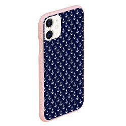 Чехол iPhone 11 матовый Морские якоря, цвет: 3D-светло-розовый — фото 2