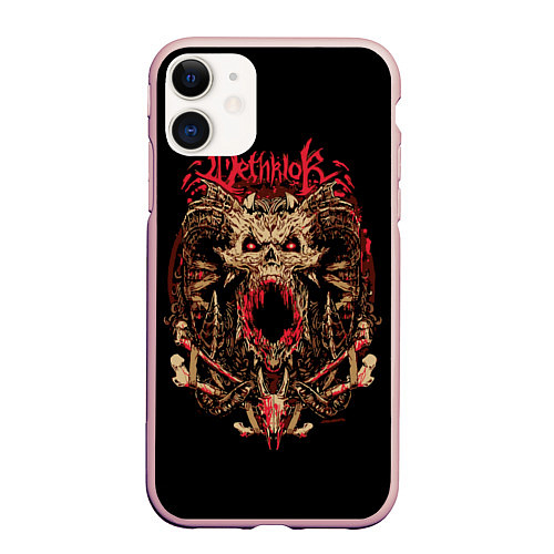 Чехол iPhone 11 матовый Dethklok: Demon witch / 3D-Светло-розовый – фото 1