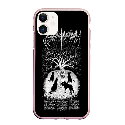 Чехол iPhone 11 матовый Wolves in the Throne Room / 3D-Светло-розовый – фото 1