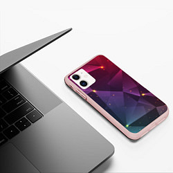 Чехол iPhone 11 матовый Colorful triangles, цвет: 3D-светло-розовый — фото 2