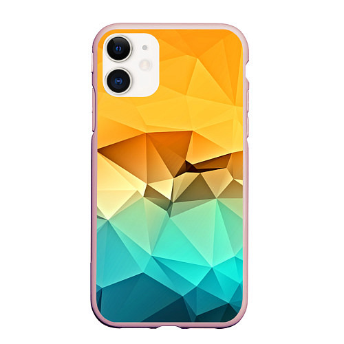 Чехол iPhone 11 матовый Битва геометрий / 3D-Светло-розовый – фото 1