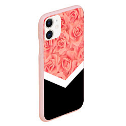 Чехол iPhone 11 матовый Розовые розы, цвет: 3D-светло-розовый — фото 2