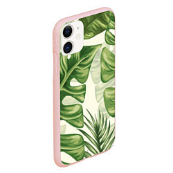 Чехол iPhone 11 матовый Тропический папоротник, цвет: 3D-светло-розовый — фото 2