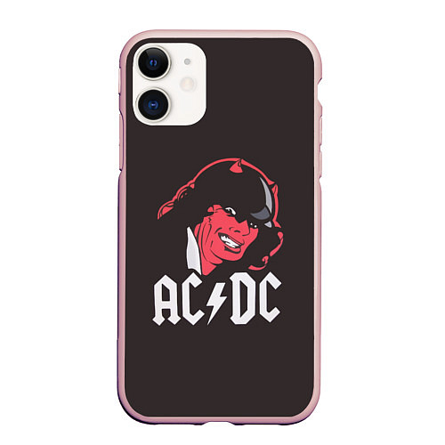 Чехол iPhone 11 матовый AC/DC Devil / 3D-Светло-розовый – фото 1