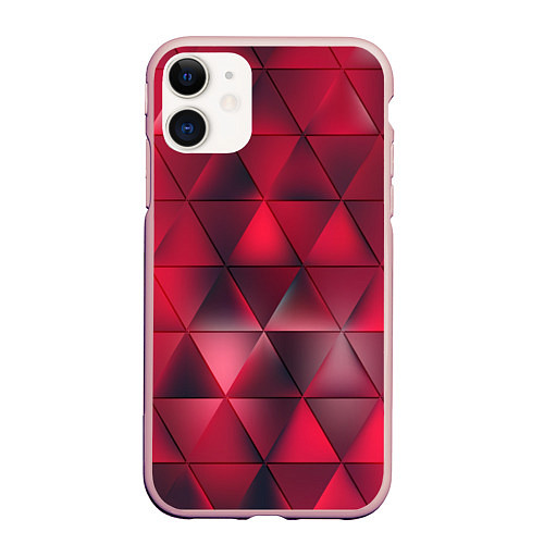 Чехол iPhone 11 матовый Dark Red / 3D-Светло-розовый – фото 1