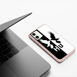 Чехол iPhone 11 матовый HU: Black & White, цвет: 3D-светло-розовый — фото 2
