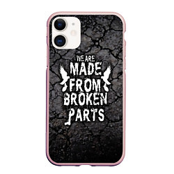 Чехол iPhone 11 матовый Made from broken parts, цвет: 3D-светло-розовый
