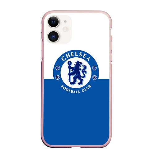 Чехол iPhone 11 матовый Chelsea FC: Duo Color / 3D-Светло-розовый – фото 1